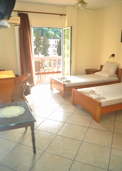 Das Schlafzimmer mit 2 Einzelbetten